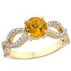 Image 1 : 1 CTW Citrine & Diamond Ring 10K Yellow Gold - REF-49N6Y