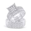 Image 1 : His Hers Round Diamond Square Matching Wedding Set 1-1/2 Cttw 14kt White Gold - REF-142Y5N