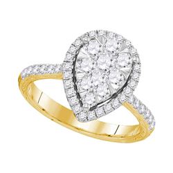 Round Diamond Teardrop Bridal Wedding Engagement Ring 1 Cttw 14kt Yellow Gold - REF-94A5M