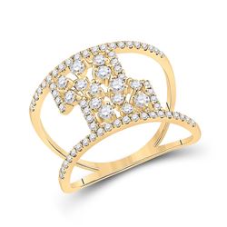 Womens Round Diamond Fashion Ring 5/8 Cttw 14kt Yellow Gold - REF-49N9F