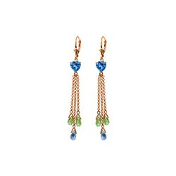 Genuine 9.5 ctw Blue Topaz & Peridot Earrings 14KT Rose Gold - REF-62W2Y