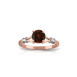 Genuine 1.07 ctw Garnet & Diamond Ring 14KT Rose Gold - REF-27H8X