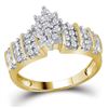 Image 1 : Womens Round Diamond Marquise-shape Cluster Ring 1/2 Cttw 10kt Yellow Gold - REF-24Y5N