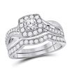 Image 1 : Round Diamond Bridal Wedding Ring Band Set 1 Cttw 14kt White Gold - REF-101X5A