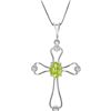 Image 1 : Genuine 0.57 ctw Peridot & Diamond Necklace 14KT White Gold - REF-40N8R