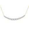 Image 1 : Womens Round Diamond Graduated Curved Bar Necklace 7/8 Cttw 14kt Yellow Gold - REF-93M9H