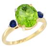 Image 1 : 3.02 CTW Peridot & Blue Sapphire Ring 10K Yellow Gold - REF-28M5A