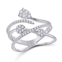 Womens Round Diamond Abstract Fashion Ring 1/2 Cttw 14kt White Gold - REF-49F9W