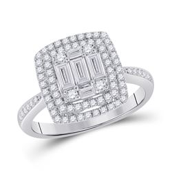 Womens Baguette Diamond Square Ring 7/8 Cttw 14kt White Gold - REF-93N9F