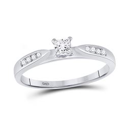 Princess Diamond Solitaire Bridal Wedding Engagement Ring 1/4 Cttw 14kt White Gold - REF-29M9H