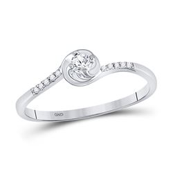 Womens Round Diamond Solitaire Promise Ring 1/10 Cttw 10kt White Gold - REF-8W9K