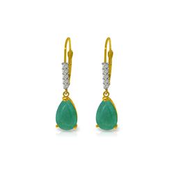 Genuine 2.15 ctw Emerald & Diamond Earrings 14KT Yellow Gold - REF-59Z6N