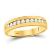 Image 1 : Mens Round Diamond Wedding Single Row Band Ring 1/2 Cttw 14kt Yellow Gold - REF-60M9H