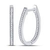 Image 1 : Womens Round Diamond Hoop Earrings 1/4 Cttw 10kt White Gold - REF-19H5R