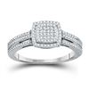 Image 1 : Round Diamond Cluster Bridal Wedding Engagement Ring 1/4 Cttw 10kt White Gold - REF-18H5R