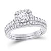 Image 1 : Round Diamond Bridal Wedding Ring Band Set 1-1/3 Cttw 14kt White Gold - REF-197K5Y