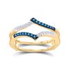 Image 1 : Womens Round Blue Color Enhanced Diamond Enhancer Wedding Band 1/5 Cttw 10kt Yellow Gold - REF-18N9F