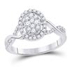 Image 1 : Womens Round Diamond Oval Cluster Ring 1/2 Cttw 14kt White Gold - REF-48R9X