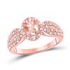 Image 1 : Womens Oval Morganite Diamond-accent Solitaire Ring 1-1/5 Cttw 10kt Rose Gold - REF-32F5W