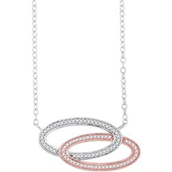 Womens Round Diamond Oval Necklace 1/5 Cttw 10kt Two-tone Gold - REF-17K5Y