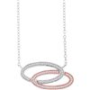 Image 1 : Womens Round Diamond Oval Necklace 1/5 Cttw 10kt Two-tone Gold - REF-17K5Y