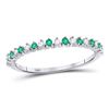 Image 1 : Womens Round Emerald Diamond Stackable Band Ring 1/5 Cttw 10kt White Gold - REF-13K9Y