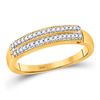 Image 1 : Womens Round Diamond Double Row Band Ring 1/10 Cttw 10kt Yellow Gold - REF-12X9A