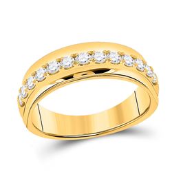 Mens Machine Set Round Diamond Wedding Band Ring 3/4 Cttw 14kt Yellow Gold - REF-82X9A