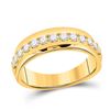 Image 1 : Mens Machine Set Round Diamond Wedding Band Ring 3/4 Cttw 14kt Yellow Gold - REF-82X9A