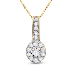 Womens Round Diamond Oval Pendant 1/4 Cttw 10kt Yellow Gold - REF-13R9X