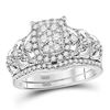 Image 1 : Round Diamond Bridal Wedding Ring Band Set 1 Cttw 14kt White Gold - REF-82W9K