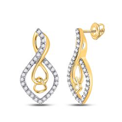 Womens Round Diamond Fashion Earrings 1/5 Cttw 10kt Yellow Gold - REF-12A9M