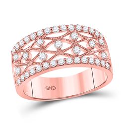 Womens Round Diamond Band Ring 5/8 Cttw 14kt Rose Gold - REF-47K9Y