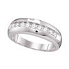 Image 1 : Mens Round Diamond Single Row Wedding Anniversary Band Ring 1/2 Cttw 10kt White Gold - REF-42A5M
