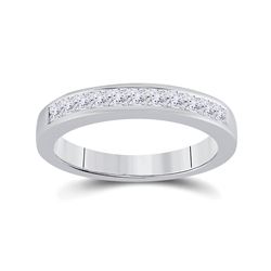 Womens Princess Diamond Wedding Band 1/2 Cttw Size 5 14kt White Gold - REF-38M9H