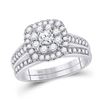 Image 1 : Round Diamond Bridal Wedding Ring Band Set 1 Cttw 14kt White Gold - REF-79H5R