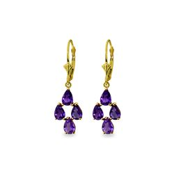 Genuine 3 ctw Amethyst Earrings 14KT Yellow Gold - REF-40X5M
