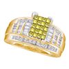 Image 1 : Princess Yellow Color Enhanced Diamond Bridal Wedding Ring 1-1/2 Cttw 14kt Yellow Gold - REF-109F5W