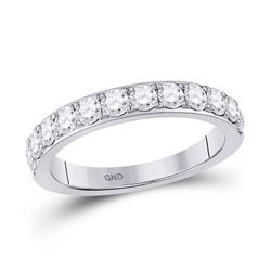 Womens Round Diamond Wedding Single Row Band 1 Cttw 14kt White Gold - REF-82K9Y
