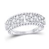 Image 1 : Womens Round Diamond Oval Cluster Band Ring 3/4 Cttw 14kt White Gold - REF-54F5W