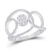 Image 1 : Womens Baguette Diamond Open Loop Cluster Fashion Ring 1/2 Cttw 14kt White Gold - REF-43X9A