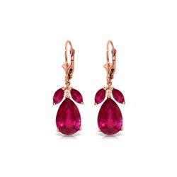 Genuine 11 ctw Ruby Earrings 14KT Rose Gold - REF-97K2V