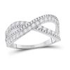 Image 1 : Womens Round Diamond Crossover Band Ring 3/4 Cttw 14kt White Gold - REF-43H5R