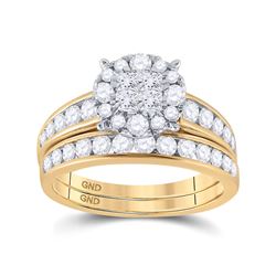 Princess Diamond Bridal Wedding Ring Band Set 1-3/8 Cttw 14kt Yellow Gold - REF-107R9X