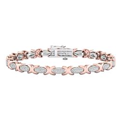 Womens Round Diamond Link Bracelet 1/2 Cttw 10kt Two-tone Gold - REF-98H5R