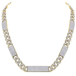 Mens Round Diamond Cuban Link 24" Necklace 24-1/2 Cttw 10kt Yellow Gold - REF-1242X5A