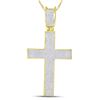 Image 1 : Mens Round Diamond Cross Charm Pendant 1 Cttw 10kt Yellow Gold - REF-63H5R