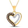 Image 1 : Womens Round Brown Diamond Heart Pendant 1/5 Cttw 10kt Yellow Gold - REF-8X5A