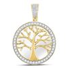 Image 1 : Mens Round Diamond Tree of Life Circle Charm Pendant 3/4 Cttw 10kt Yellow Gold - REF-52Y9N
