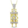 Image 1 : Mens Round Diamond Torah Magen David Scroll Charm Pendant 3/8 Cttw 10kt Yellow Gold - REF-43W5K